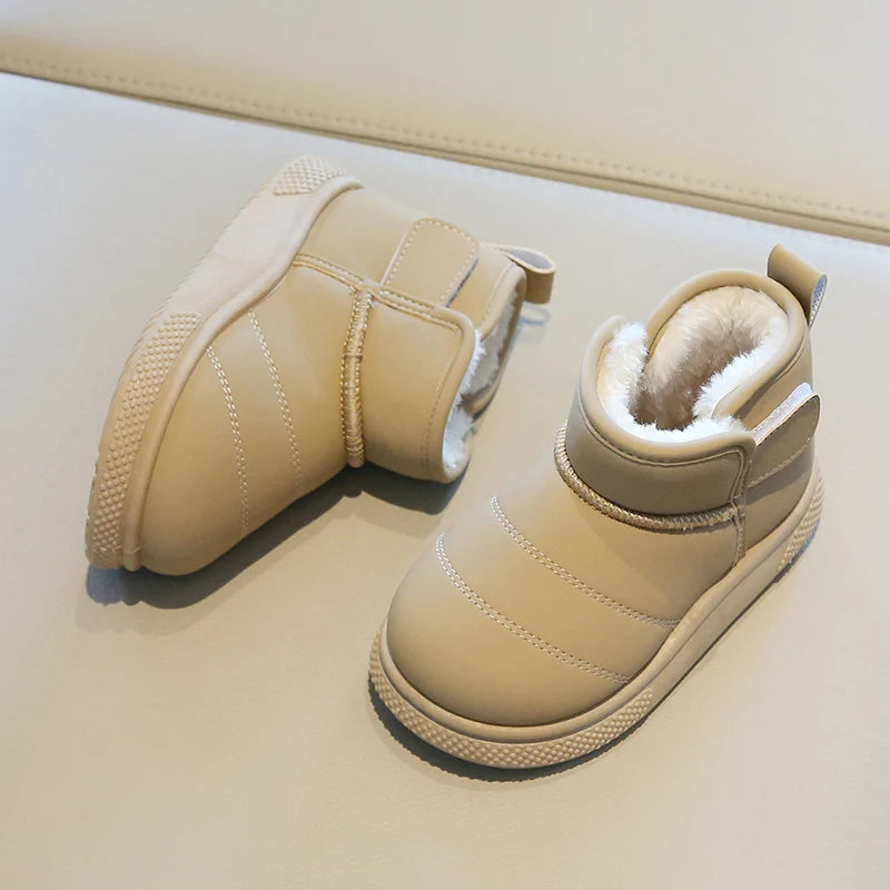 Kinder Schneestiefel Prägnanter Stil Plüsch Chunky Winter Kinder Kurzstiefel Einfarbig Slip-on Unisex Klassische Jungen Mädchen Schuhe