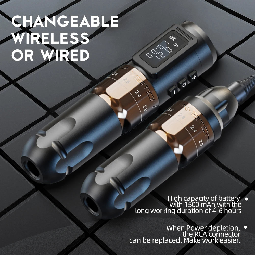Aparat de tatuat 2025 - Ambition MARS-U Wireless Profesional Cursă reglabilă 2-4mm - Motor fără miez 1800mAh 