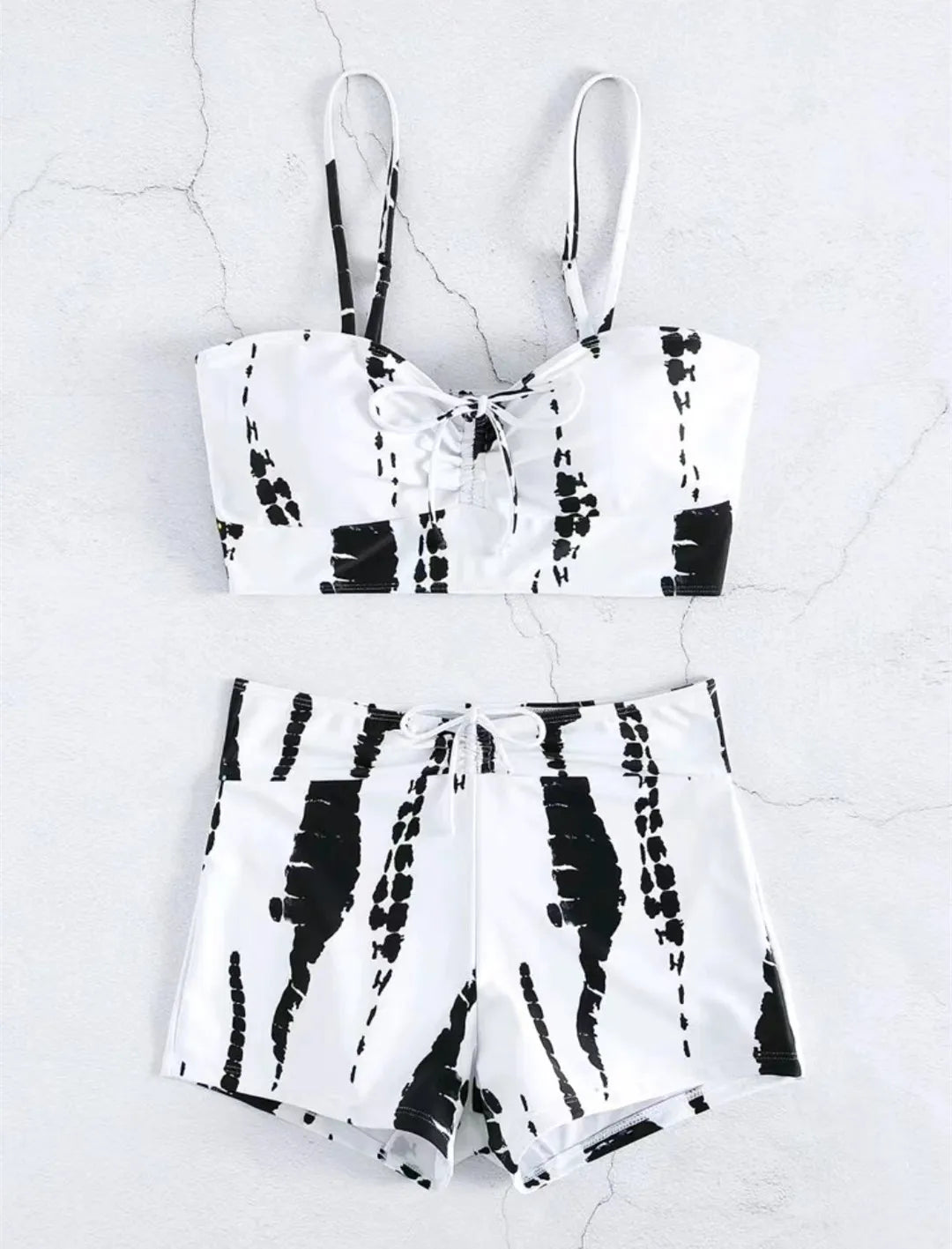 Damen Bikini 2025 - Hochtailliger Drawstring Front Shorts Bikinis für Frauen