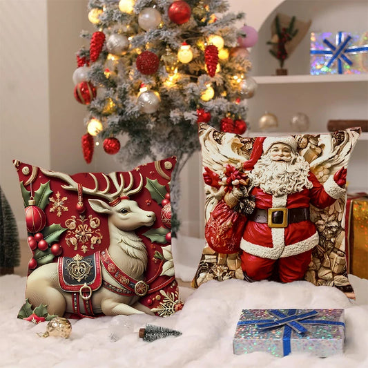 1pcs Christmas Pillow Cover Xmas Party Decoration 2025 Xmas Holiday Santa Claus Pillow Cover Navidad Natal New Year Gift 2026﻿﻿﻿