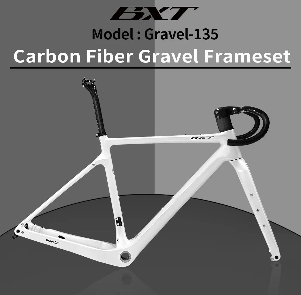 BXT Disc Brake Carbon Gravel Bike Frame 700C/27.5er Max Use 47C/2.1 Tire Carbon Gravel Bicycle Frame Thru Axle Carbon MTB Frame