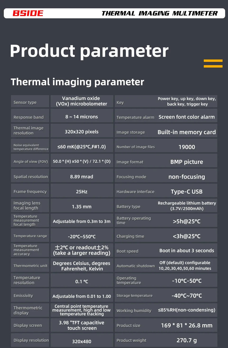 Cameră de termoviziune 2025: BSIDE SH7 320*320 Cameră de termoviziune 20000 de numărări - Multimetru digital cu ecran tactil 2 în 1 Cameră IR Reparații lentile macro Colecție PCB