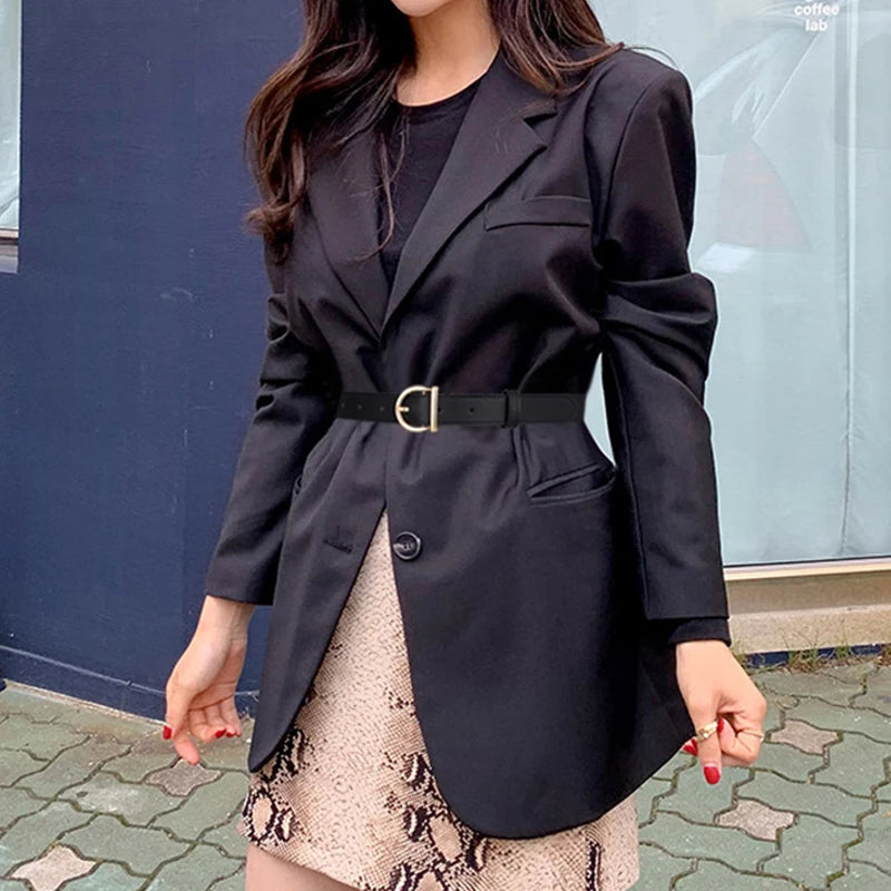 Leather Women Belts New PU Simple Metal Buckle Belt Girls Dress Jean Pants Waistband Belts for Lady Luxury Designer Brand 2023