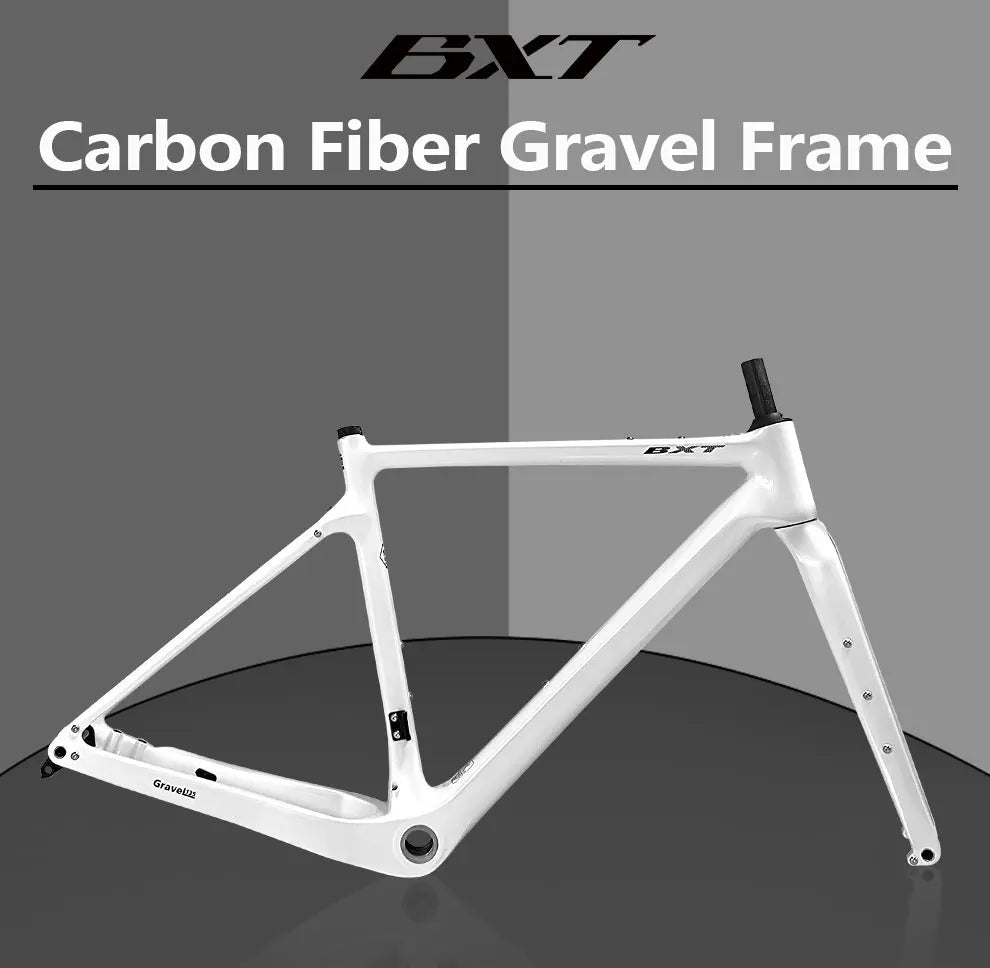 BXT Carbon Gravel Bike Frame Fully Hidden Cable Carbon Frame Fork Thru Axle Gravel Disc Brake Carbon MTB Road Bicycle Frame 27.5