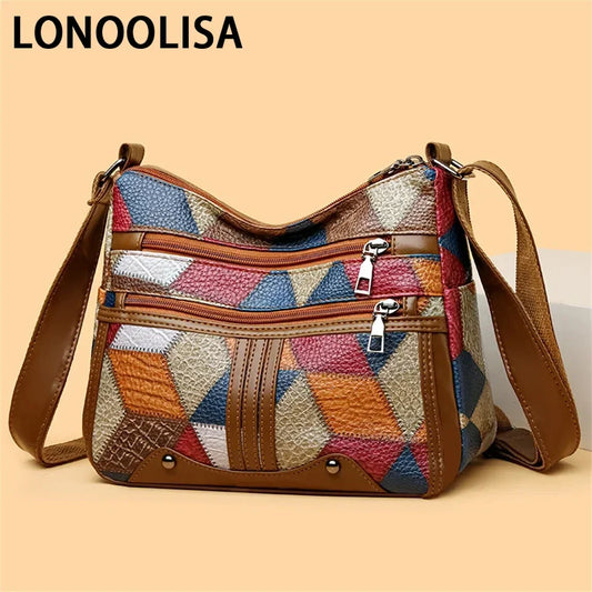 Vintage Colorful Plaid Women's Crossbody Bags for Daily Used Large Capacity Commuting Shoulder Bag Versatile Ladies Handbags