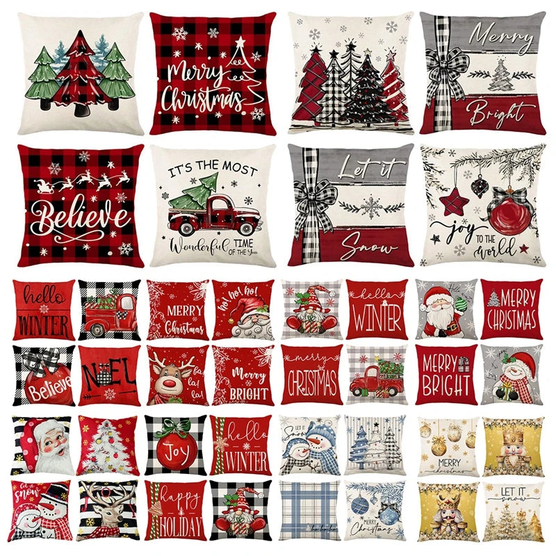 4pcs Christmas Cushion Cover Pillowcase Merry Christmas Decoration Linen Pillow Cases Home 2025 Xmas Gifts Pillow Covers 2026