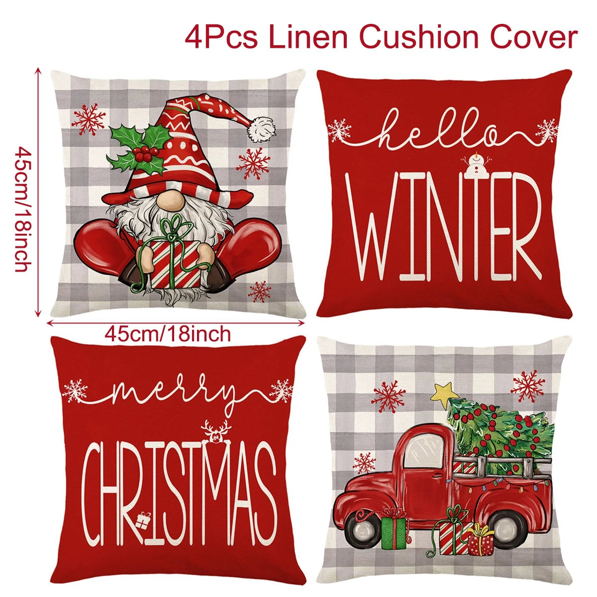 4pcs Christmas Cushion Cover Pillowcase Merry Christmas Decoration Linen Pillow Cases Home 2025 Xmas Gifts Pillow Covers 2026