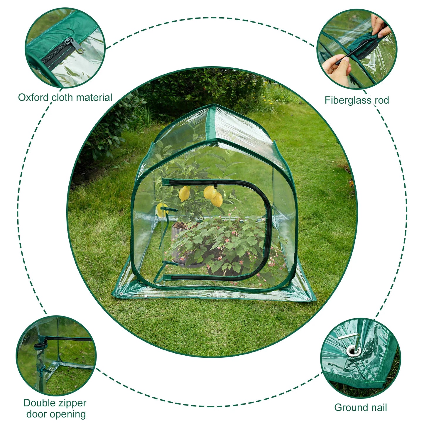 Foldable Mini Greenhouse PVC Pop Up Transparent Greenhouse With Zipper Closure Preservation Plant Greenhouse Garden Accessories