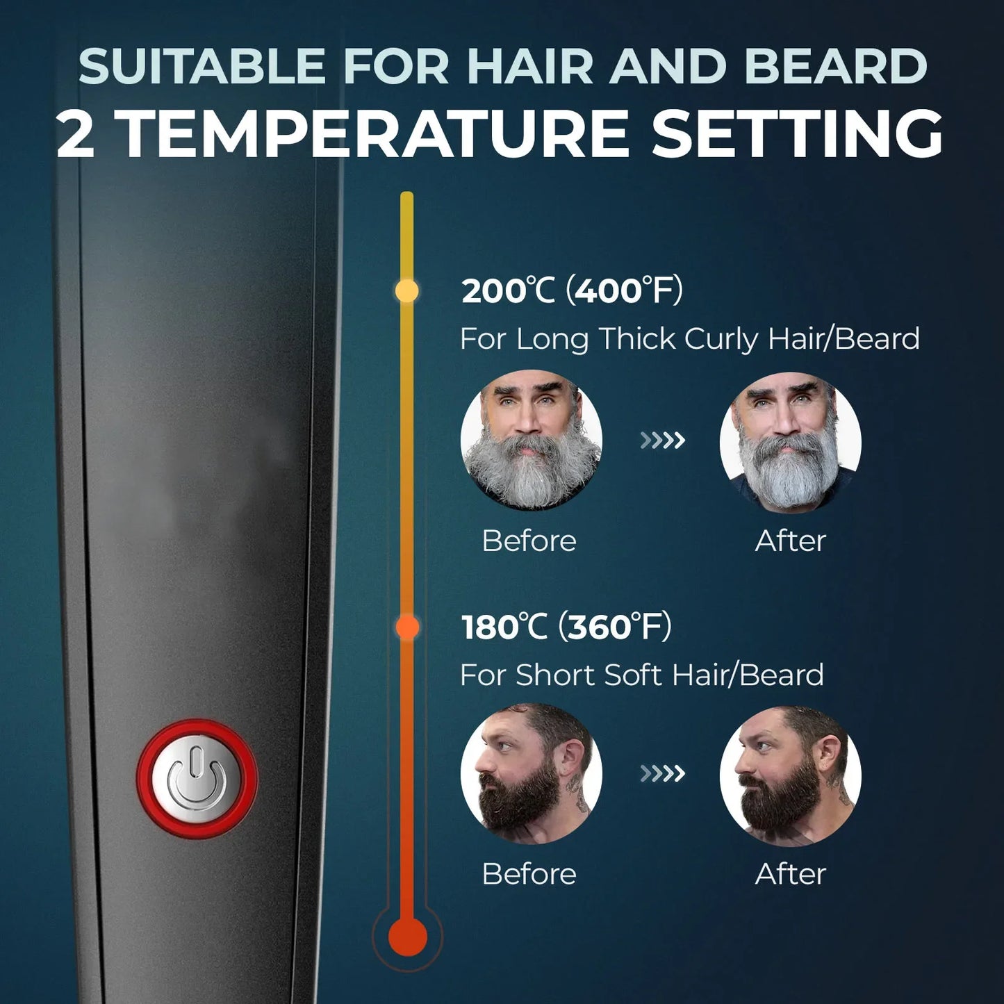 Negative Ion Men Beard Straightener Brush Wireless Hair Straightener Brush USB Charge Hair Straightening Comb Hair Style Tools