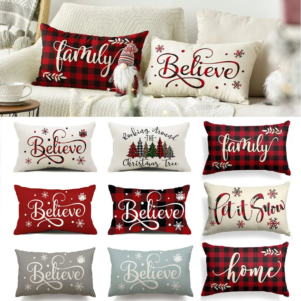 Merry Christmas Decorative Pillow Cover 30x50cm Linen Throw Pillowcase Christmas Cushion Cover Pillowslip For Sofa Home Decor