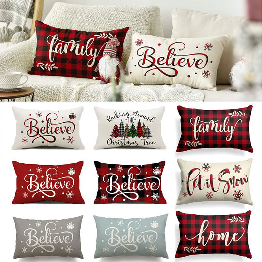 Merry Christmas Decorative Pillow Cover 30x50cm Linen Throw Pillowcase Christmas Cushion Cover Pillowslip For Sofa Home Decor