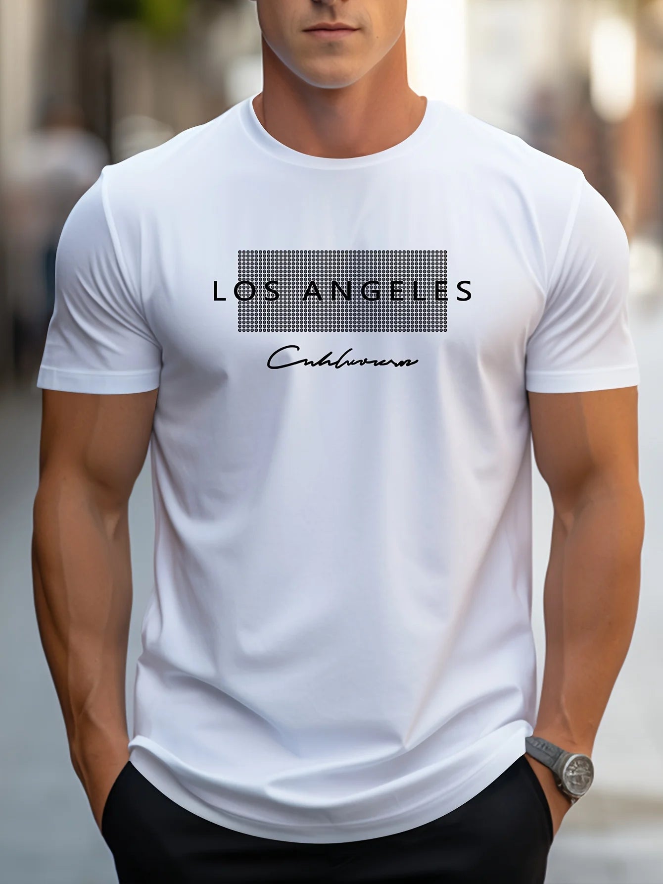 Herren T-Shirt 2025 - 100% Cotton Summer Loose Fit Los Angeles Graphic Printed Casual Sports