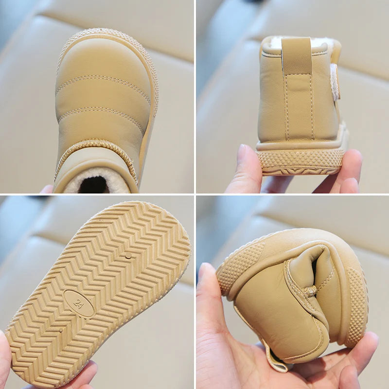 Kinder Schneestiefel Prägnanter Stil Plüsch Chunky Winter Kinder Kurzstiefel Einfarbig Slip-on Unisex Klassische Jungen Mädchen Schuhe