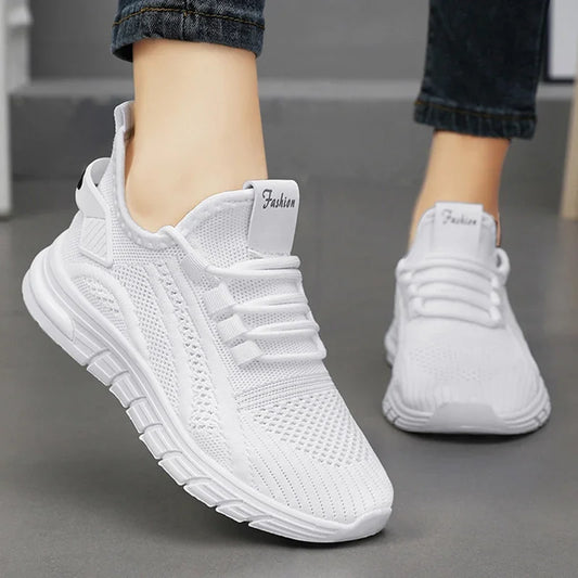 Lucyever L6228 Atmungsaktiv Sneaker - Weiß Mesh Slip On