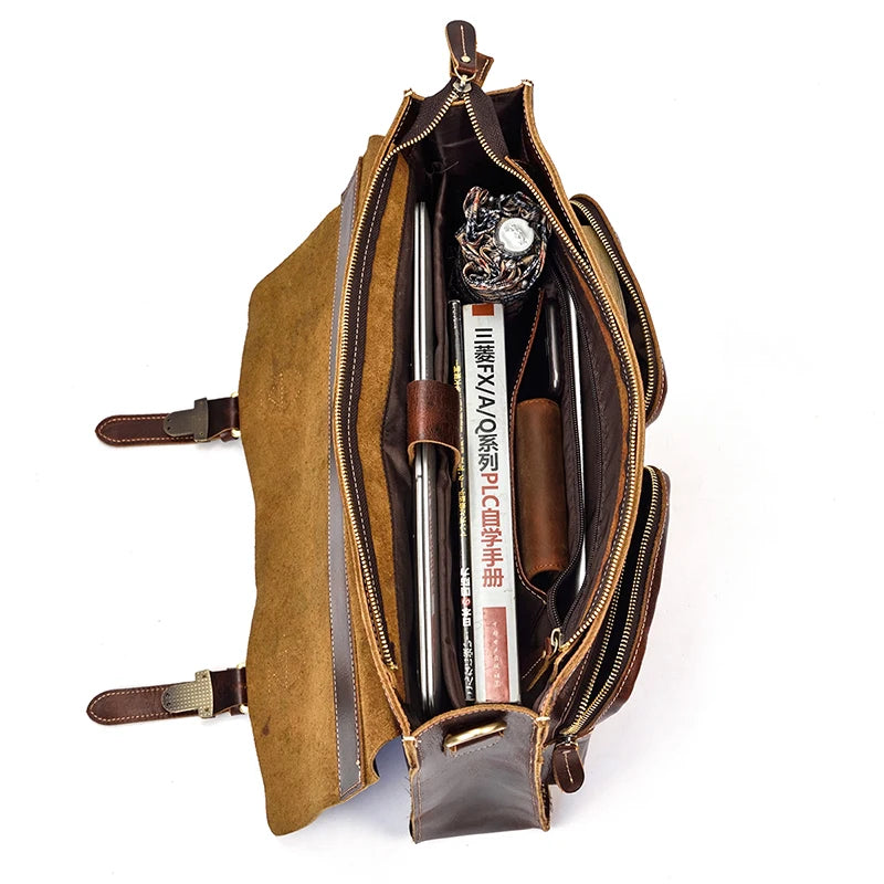 Luufan Aktentasche Rindsleder Business - 16 Zoll, 40x30x10cm