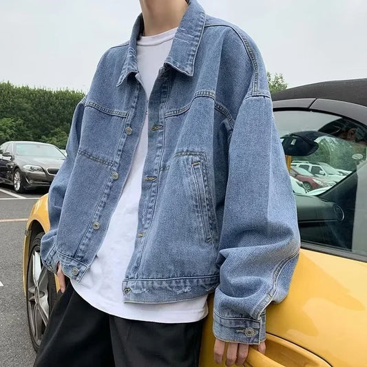 Bakorobaty Jeansjacke Einreihig Retro Locker - Blau Regular