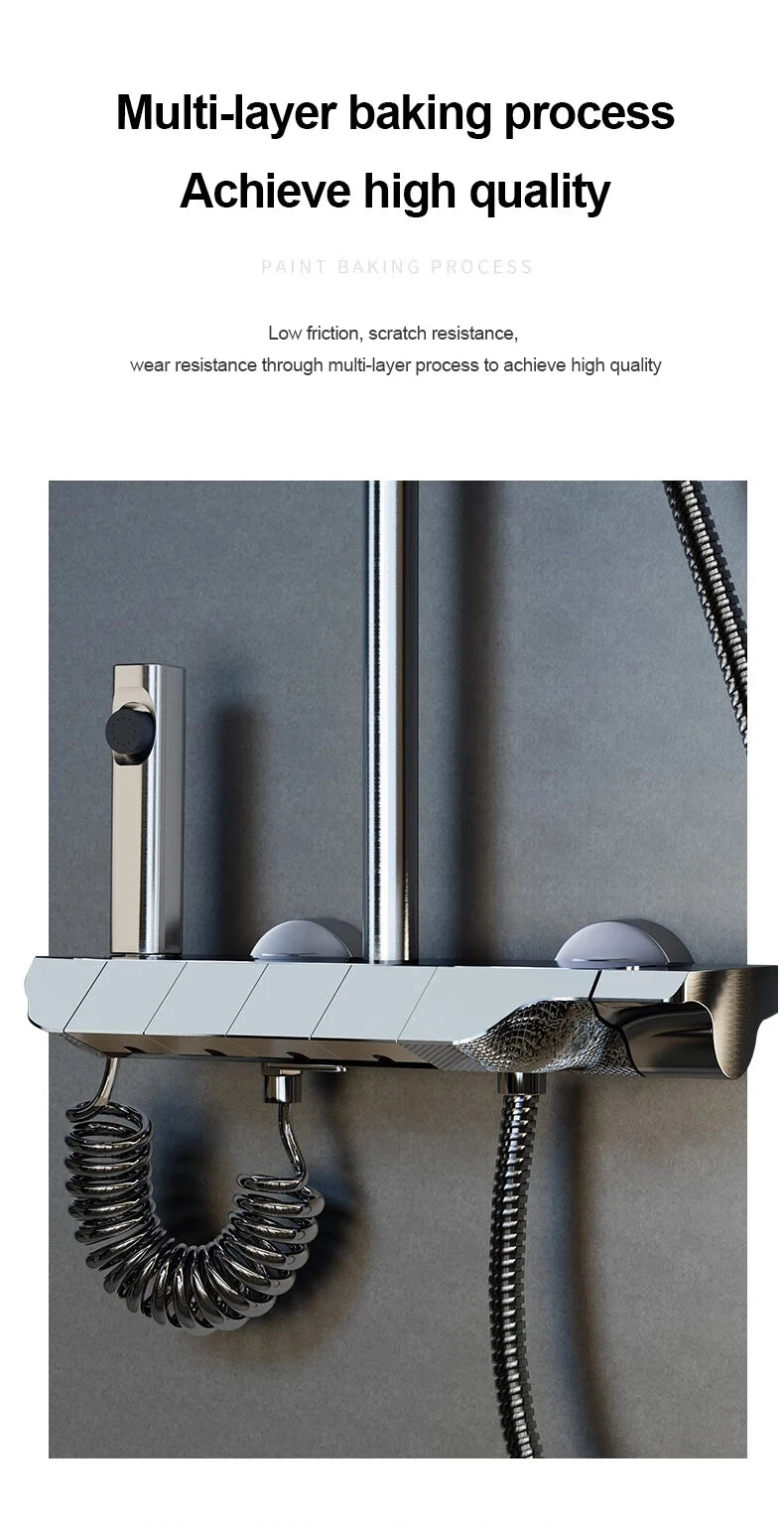 NONEM Duscharmatur-Set Mit Digitalanzeige 4 Funktionen Kupfer