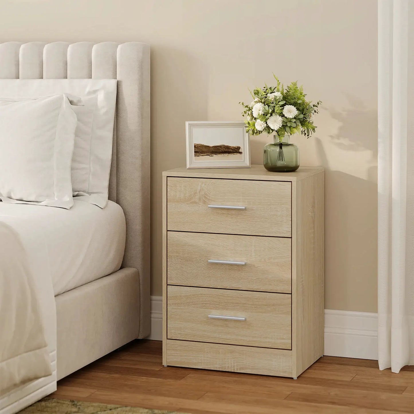 WOLTU 2 Teile/satz Nachttisch Nachttisch 39x54x28cm Beistelltisch mit 3 Schubladen Moderner Aufbewahrungsschrank für Schlafzimmer Wohnzimmer by Golden Bridge Store