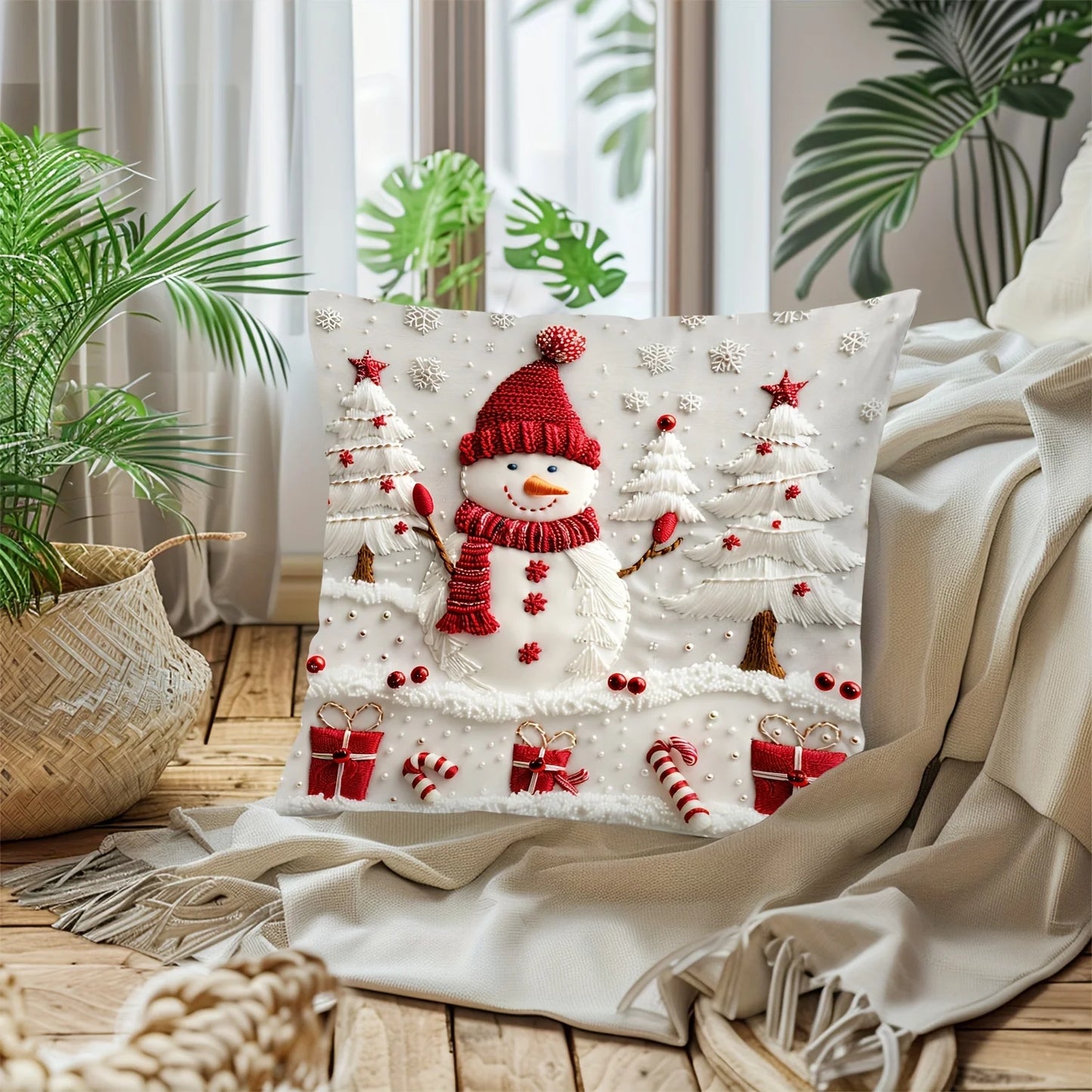 Christmas Snowman Polyester Pillow Cover Christmas Decoration Home Decoration 2026 New Year Decoration