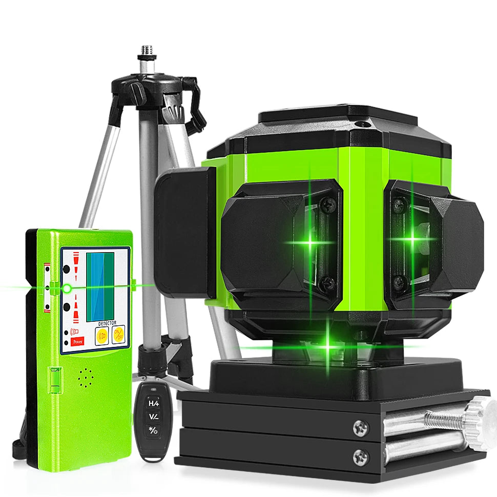 CLUBIONA 16/12 lines Self-leveling Remote Control Outdoor Mode - Receiver Auto 3x360 Green beam Line Laser Level