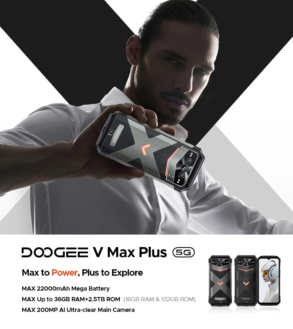 DOOGEE V Max Plus Robustes 5G Telefon - 22000 mAh Akku, 6,58Zoll, 33W