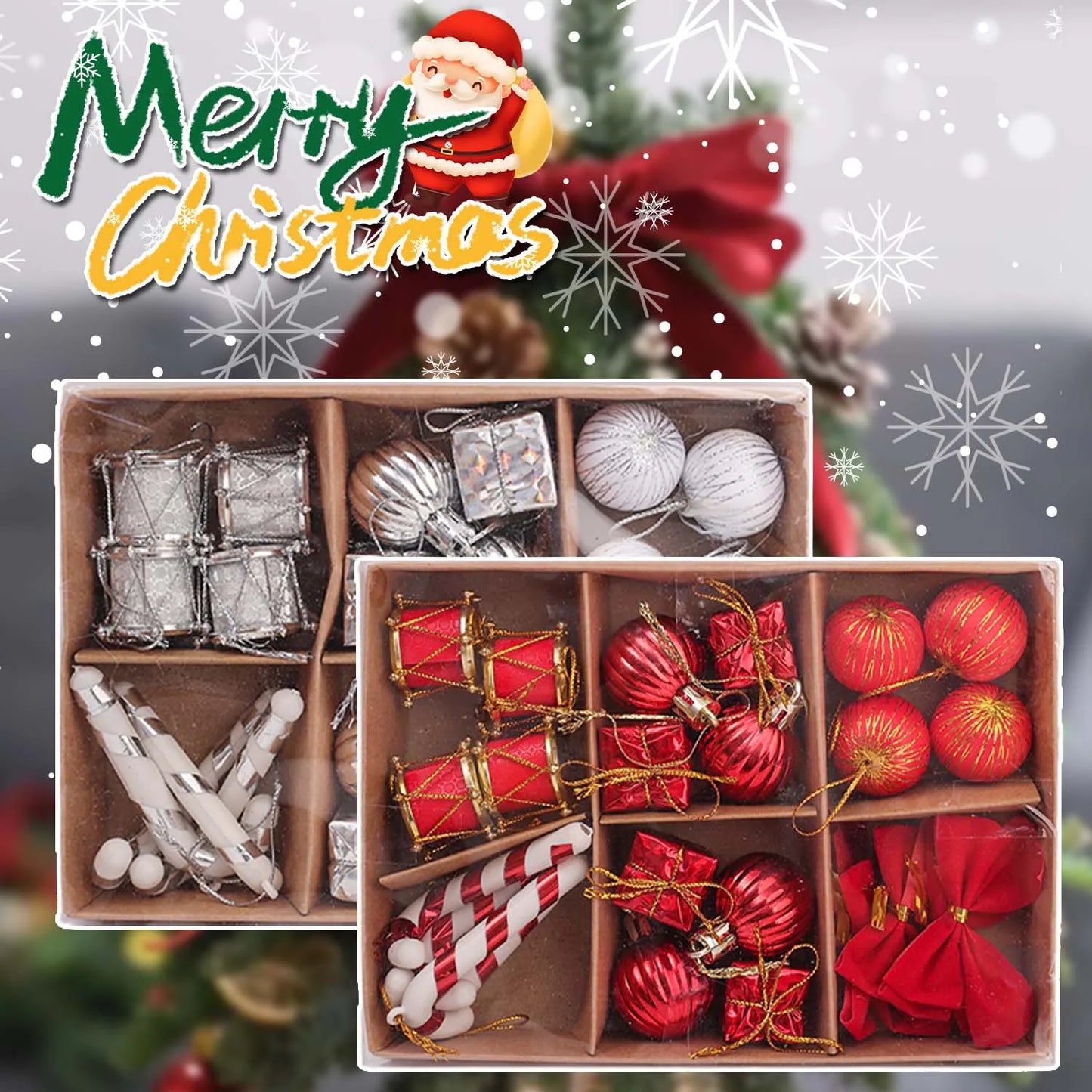 Choice Kugelset Rot-Gold Glitzer - 24 Stück, Ø2 cm