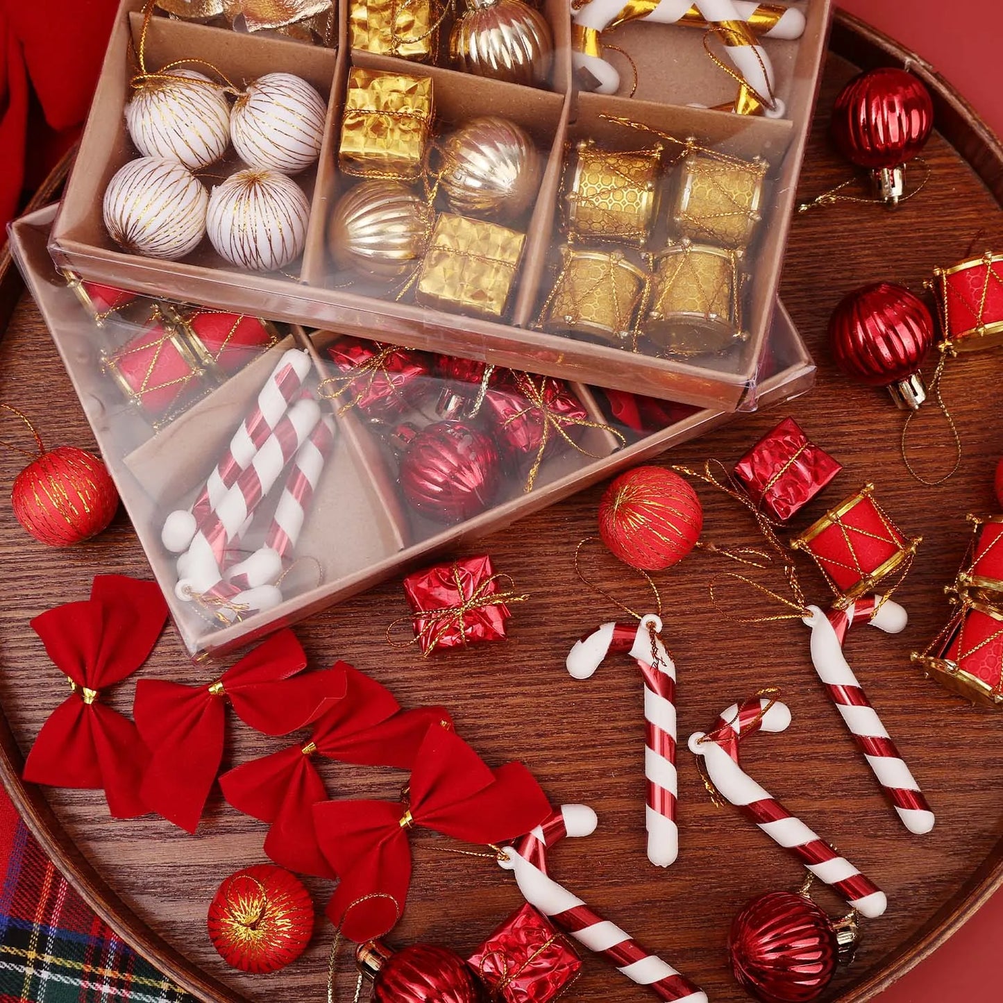 Choice Kugelset Rot-Gold Glitzer - 24 Stück, Ø2 cm