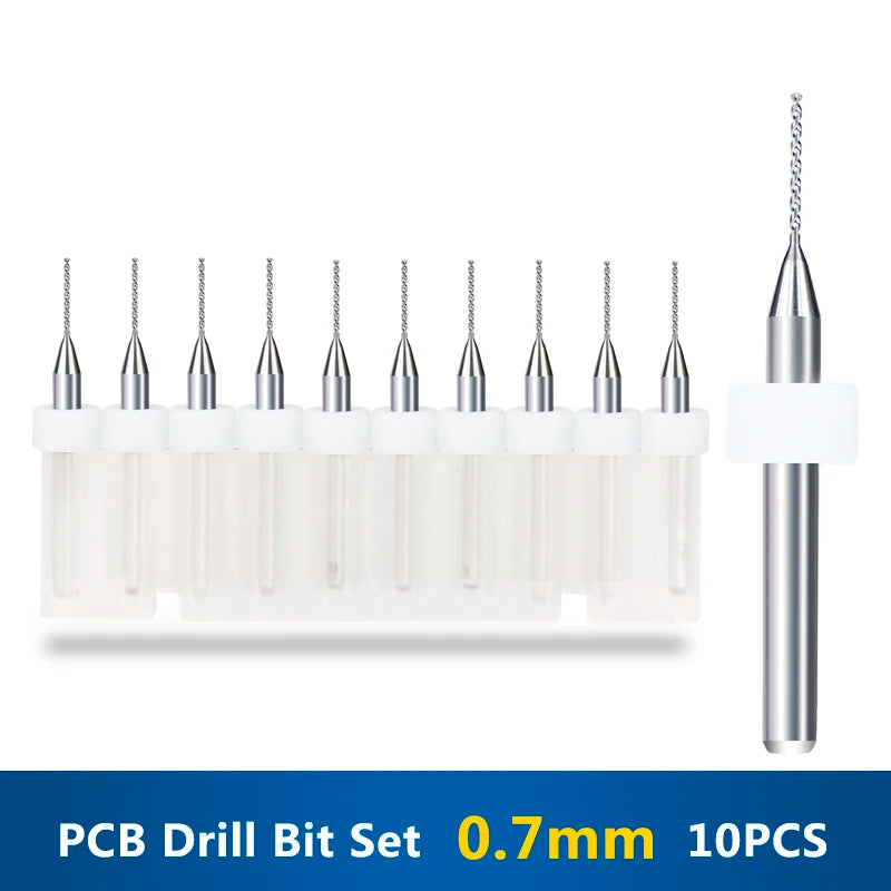 XCAN 10Stk/Set 0.3mm bis 1.2mm PCB Mini Bohrer Bit Wolfram Stahl Hartmetall für Print Schaltkreis Board CNC Bohrer Bits Maschine