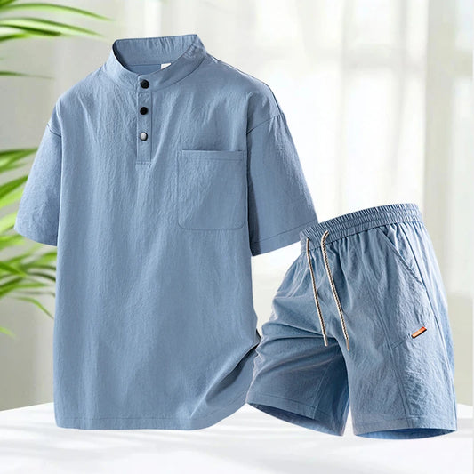 TIKALIACN Zweiteiler Sommer Kurzarm - Polyester M L