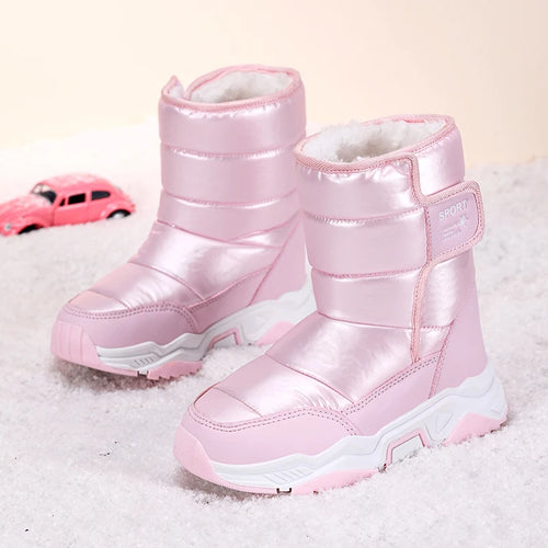 Neue Kinder Schnee Stiefel Winter High-top Warme Baumwolle Schuhe für Kinder Jungen Mädchen Warme Plüsch Futter Stiefeletten anti-skid Wasserdicht