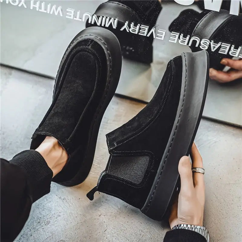 Ghete Chelsea Shangkaka cu platformă, croială înaltă - Mărimea 44, Înălțimea tocului 2 cm, Înălțimea gleznei