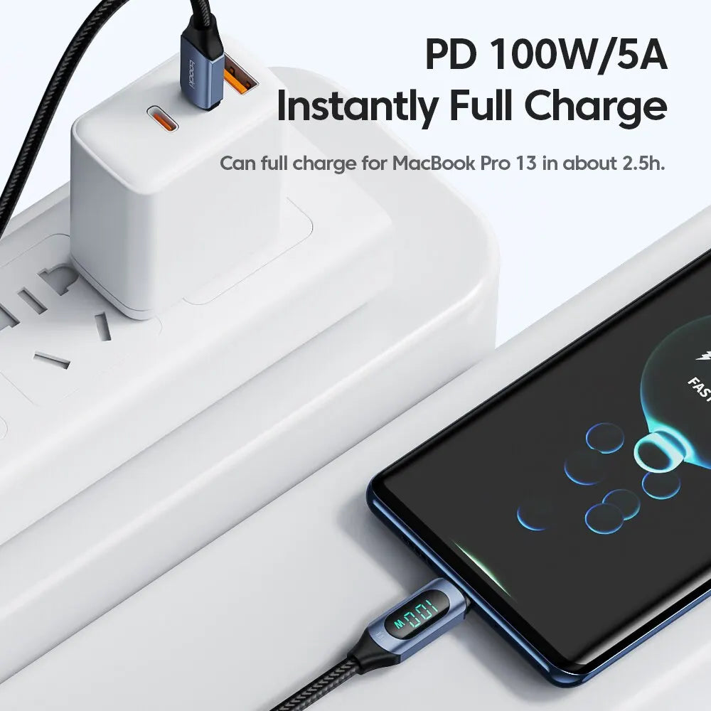 Toocki Typ-C Kabel PD 100W - 5A, USB-C zu USB-C Display