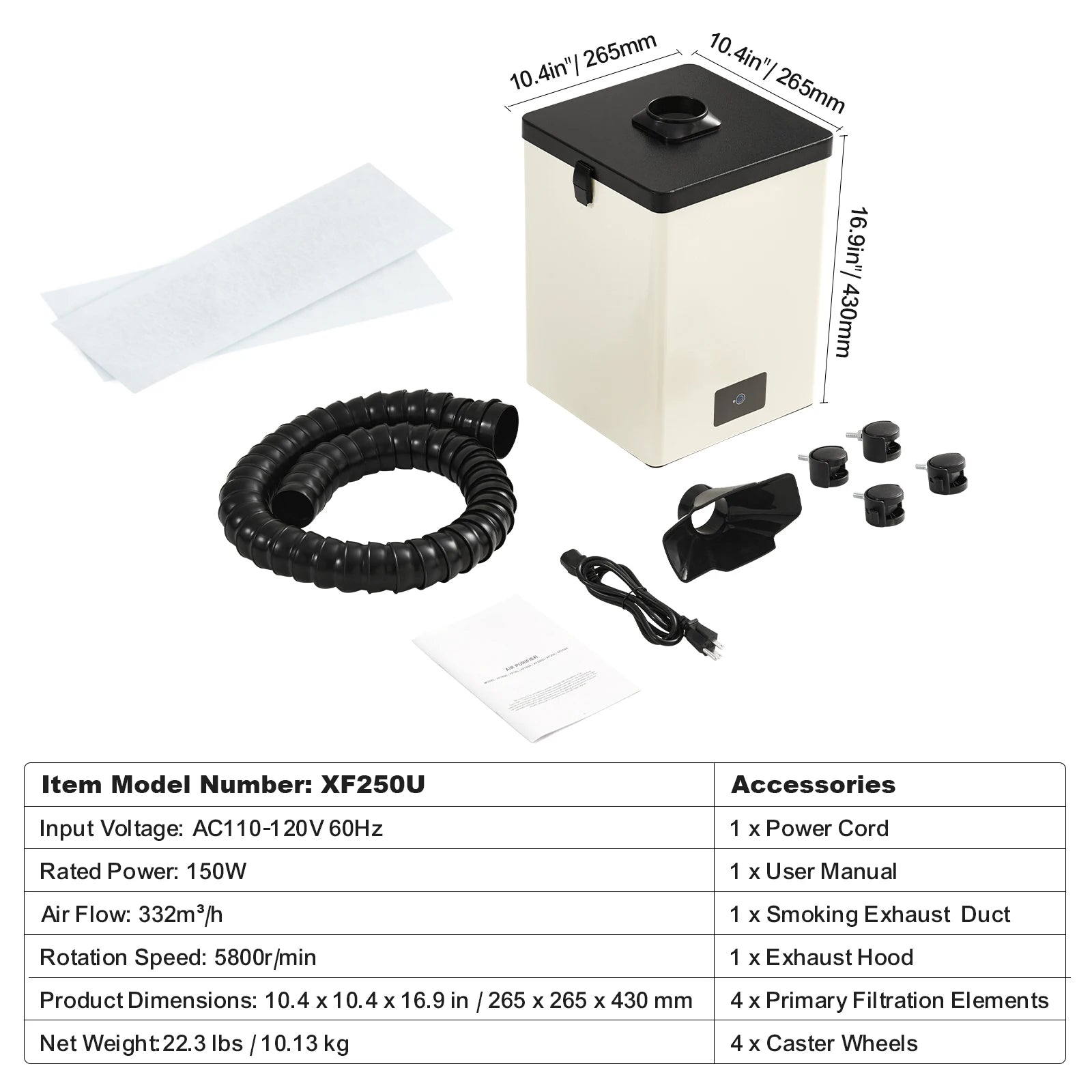 SucceBuy Lötrauchabsauger 3-Stufen-Filter Kompakt - 150W 332m3/h by Golden Bridge Store
