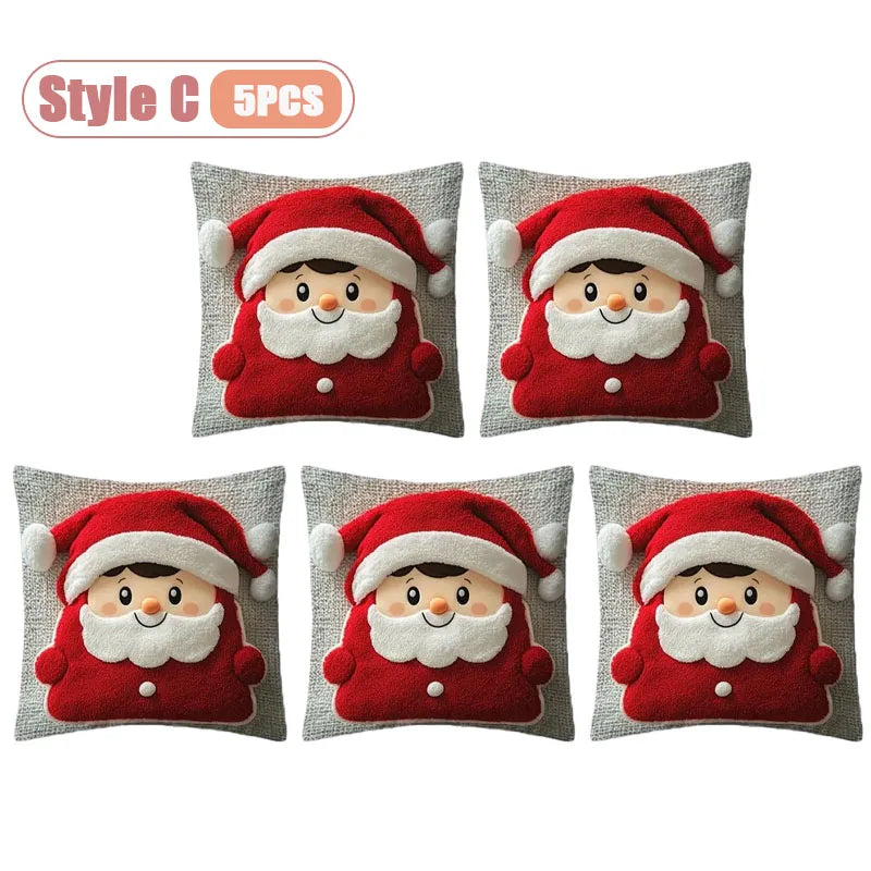Christmas Pillow Cover Snowman and Reindeer Digital Print Sofa Cushion for Home Office and Living Room Festive Decoration