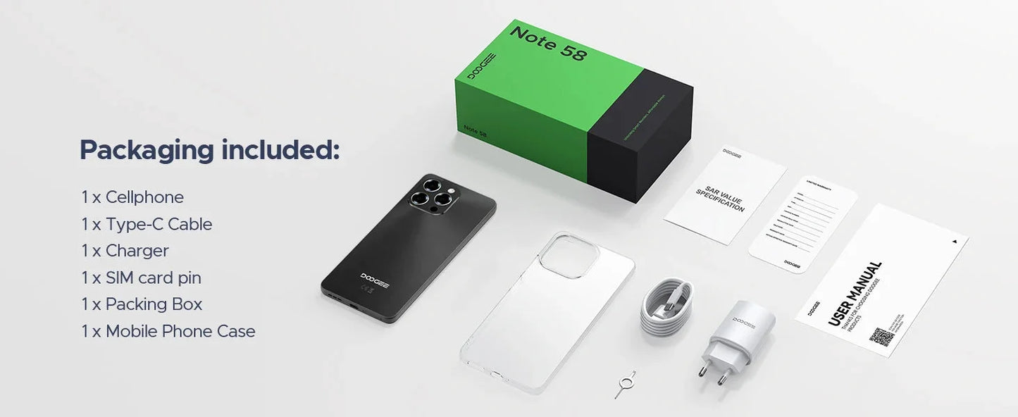 DOOGEE Note 58 Großer Akku - 6250mAh 6,75 Zoll 90 Hz by Golden Bridge Store