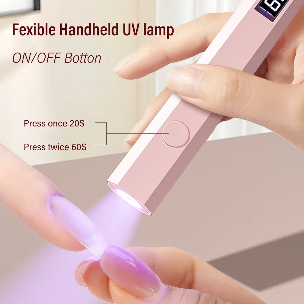 Handheld Mini UV LED Nail Lamp for Gel Polish Curing USB Rechargeable Quick Dry Portable Manicure Machine Nail Art Tool