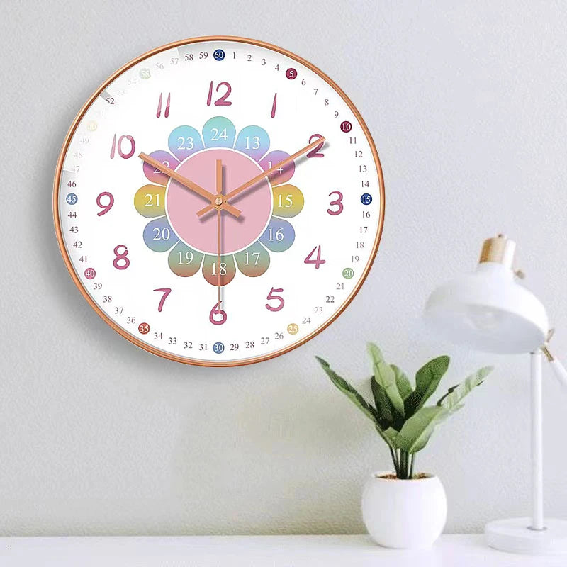 Wall Clock Modern Design Wall Decor Nordic Cartoon Kid Room Decorations for Girls Home Living Room Decoration Art Silent Clock 2