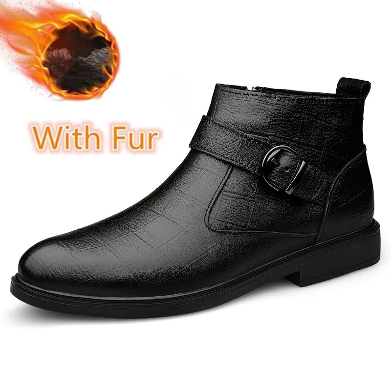 YEISNDOOCN Chelsea Boots Handgefertigtes Leder - Größe 42, Knöchelhoher Schaft, Flacher Absatz