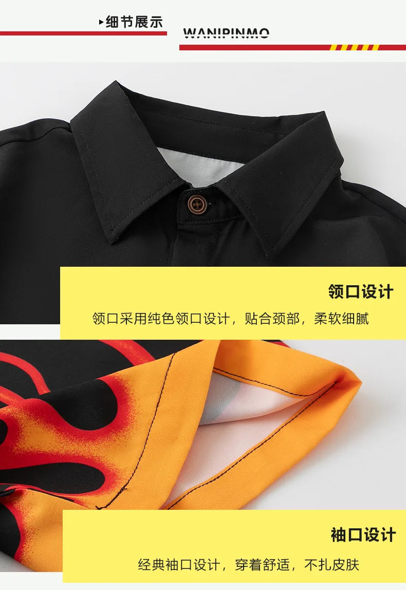 Jungen-Streetwear-Set 2025: Hip-Hop Flame-Design - Urban Dance Collection