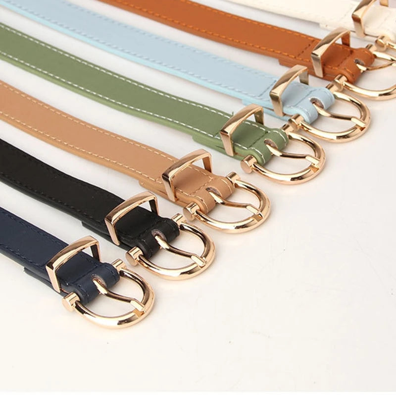 Leather Women Belts New PU Simple Metal Buckle Belt Girls Dress Jean Pants Waistband Belts for Lady Luxury Designer Brand 2023