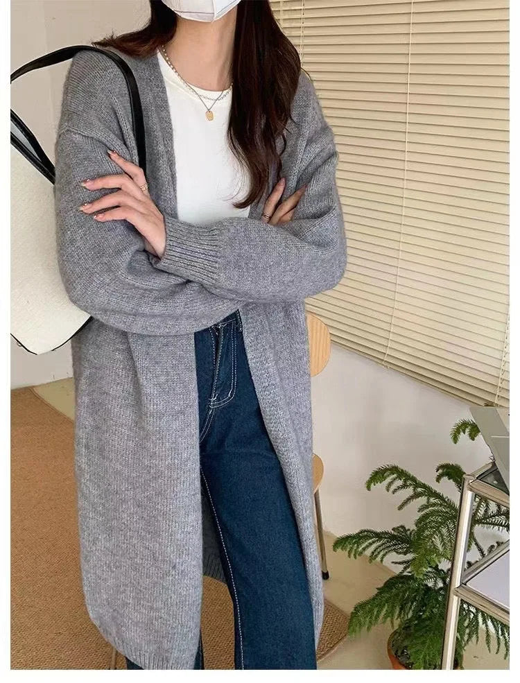 Mooclound PYTZX-b108 Lang Strickcardigan- Baumwolle Größe SL