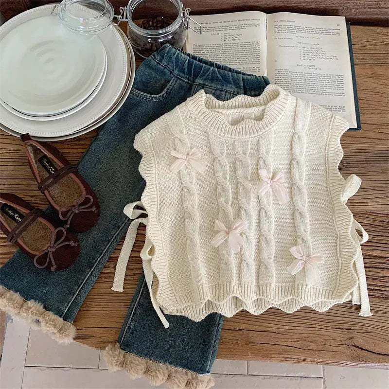 Koreanische Kinder Strickweste - Dicke Weiche Wolle Gr 1-3y