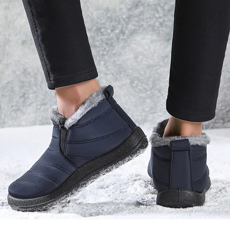 Ghete de iarnă pentru femei HAJINKCN, impermeabile, cu căptușeală - Mărimea 36-41, fără slip, până la gleznă