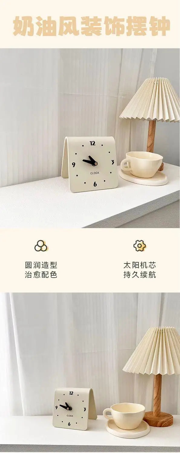 Cream Desktop Living Room Home Clock Modern Creative Desktop Clock Silent Ornament