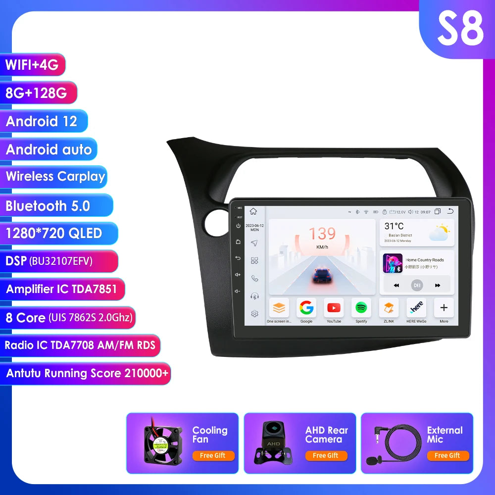 CarPlay Autoradio Multimedia Player für Honda Civic Hatchback
