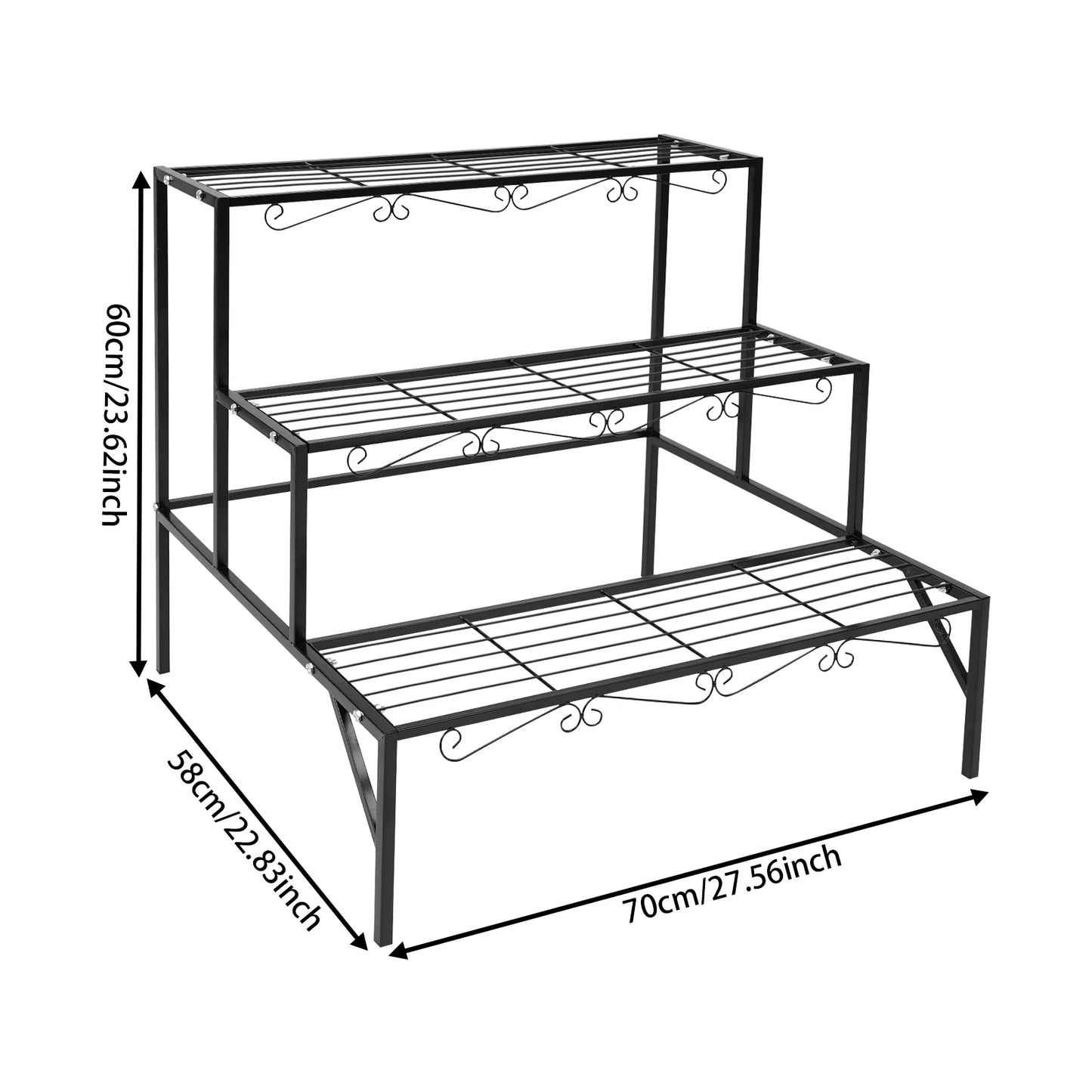 NONE Blumentopf-Präsentationsständer 3-stöckig 70x58x60 cm Metall