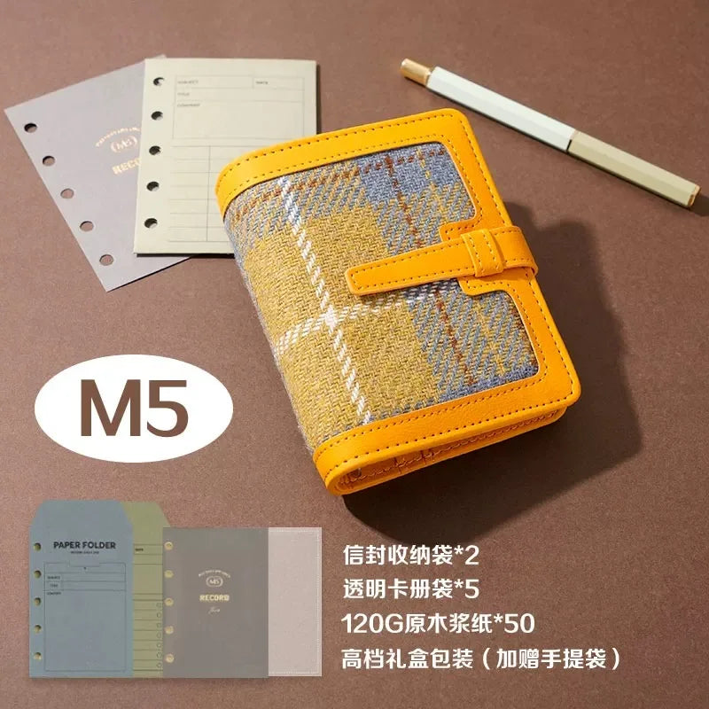 pu Leather Small Notebook Student Binder M5 Notepad Girls Portable Card Holder Simple Niche Design