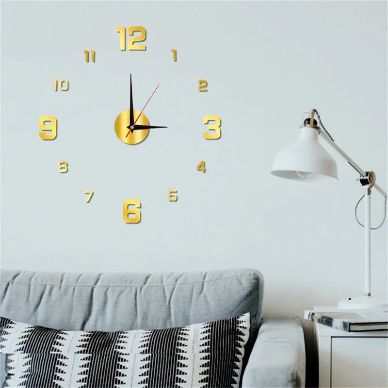 Wall Clock Large Watch Horloge Murale 3d Diy Acrylic Mirror Stickers Quartz Duvar Saat Klock Modern Mute Alarm Clock