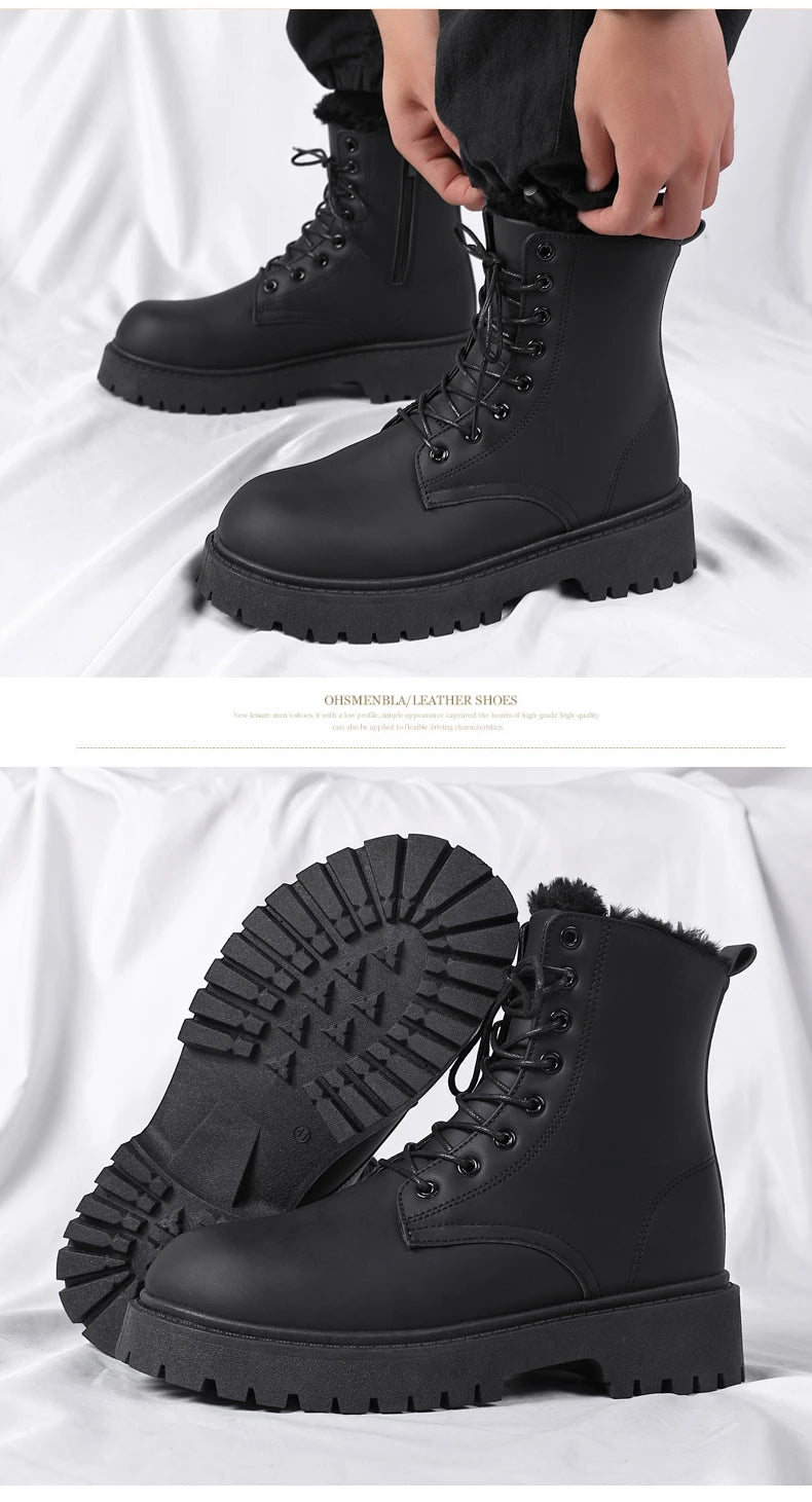 Cizme de lucru FujianChoice de toamnă, stil britanic - mărimea 42, cu talpă de cauciuc și șireturi, pentru orice vreme