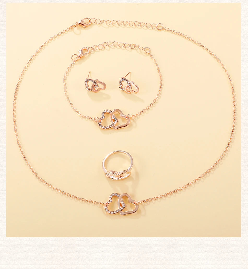 RoséLuxe 6er Set Roségold Schmuckuhr- Strass 38mm Edelstahl